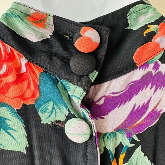 Beautiful Vintage Floral Print Flattering Fit Midi Dress By Karen Alexander Sz 6 - Picture 10 of 12